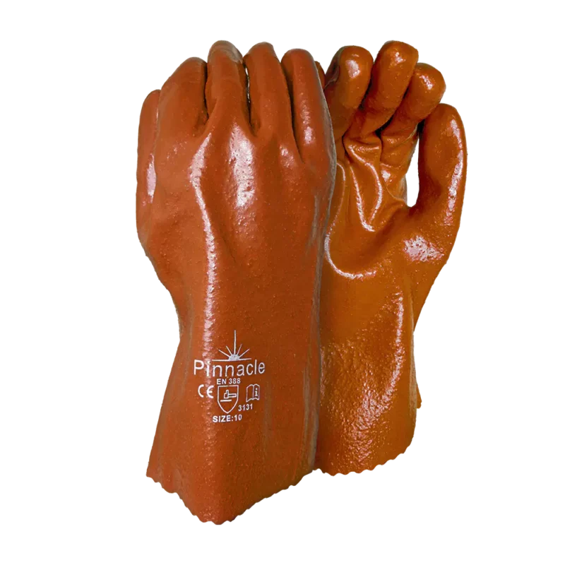 Pinnacle PVC Brown Rough Palm Heavy Duty Glove Open Cuff 30cm