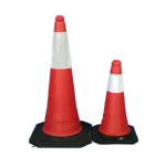 Pinnacle Traffic Cone Black Rubber Stand With Reflective Tape